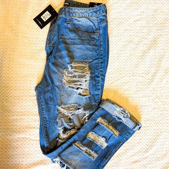 SOLD Fashion Nova No Sensor Distressed Denim Jean SZ 13 - Picture 13 of 13